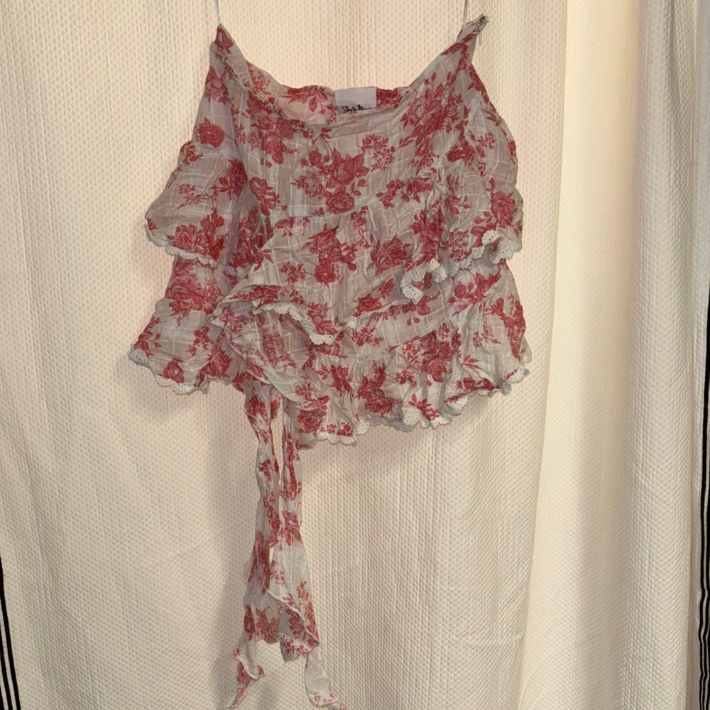 Sky to Moon Pink/White Ruffled skirt